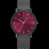 Herren Uhr ESSENTIAL Burgundrot Zifferblatt Grau Milanaise 20 MM Armband
