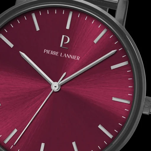 Herren Uhr ESSENTIAL Burgundrot Zifferblatt Grau Milanaise 20 MM Armband
