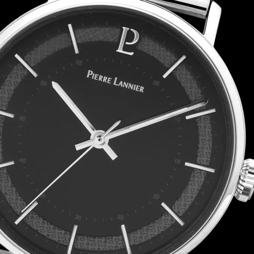 Herren Uhr GAIUS Schwarz Zifferblatt Silber Milanaise Armband