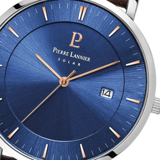 Herren Uhr INTI Blau Zifferblatt Braun Leder Armban