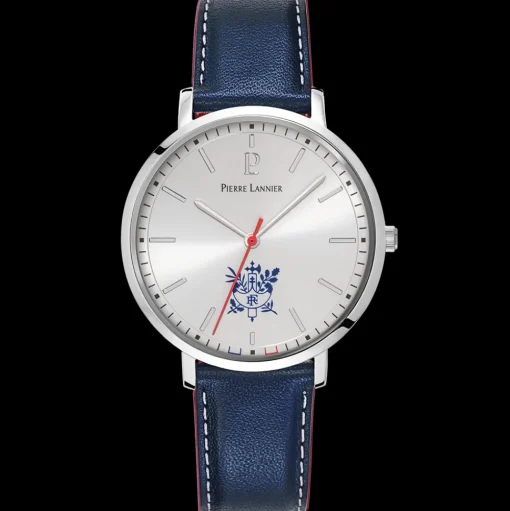 Herren Uhr ÉLYSÉE Silber Zifferblatt Blau Leder Armband