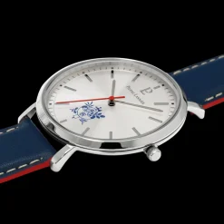 Herren Uhr ÉLYSÉE Silber Zifferblatt Blau Leder Armband