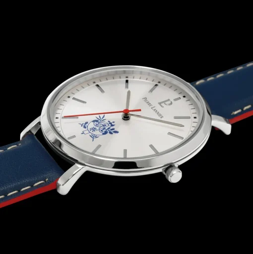 Herren Uhr ÉLYSÉE Silber Zifferblatt Blau Leder Armband