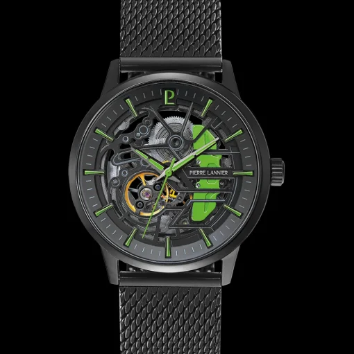 Herren Uhr PADDOCK Schwarz Zifferblatt Schwarz Milanaise 22 MM Armband