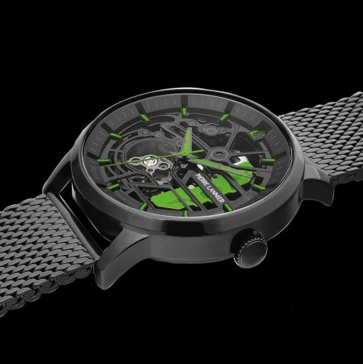 Herren Uhr PADDOCK Schwarz Zifferblatt Schwarz Milanaise 22 MM Armband