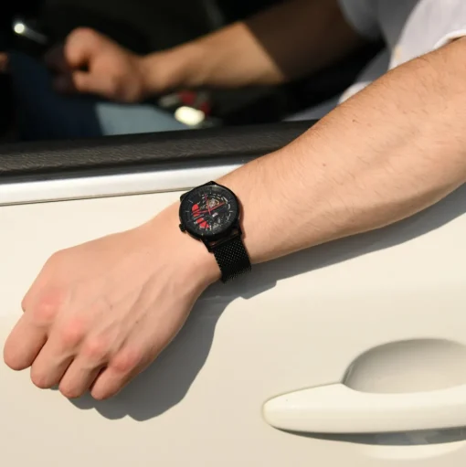 Herren Uhr PADDOCK Schwarz Zifferblatt Schwarz Milanaise Armband