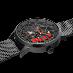 Herren Uhr PADDOCK Schwarz Zifferblatt Schwarz Milanaise Armband