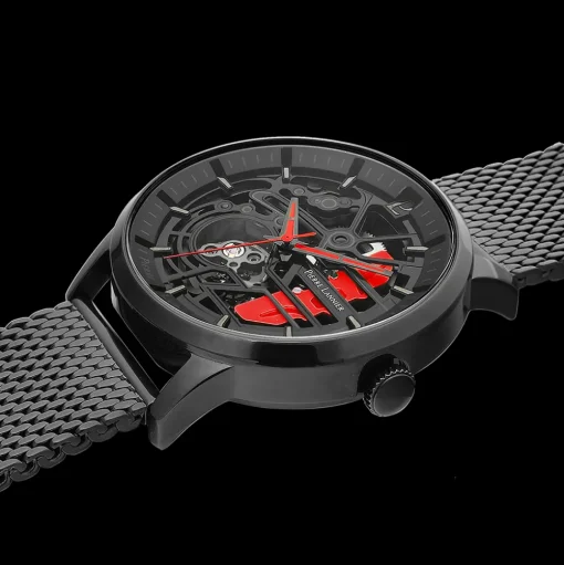 Herren Uhr PADDOCK Schwarz Zifferblatt Schwarz Milanaise Armband