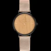 Quartz Damen Uhr NATURE Beige Zifferblatt Rosarot Mesh Stahl Armband