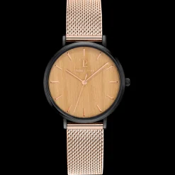 Quartz Damen Uhr NATURE Beige Zifferblatt Rosarot Mesh Stahl Armband